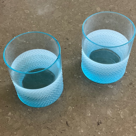 Tiffany Blue Diamond Point Double Old Fashioned Glass